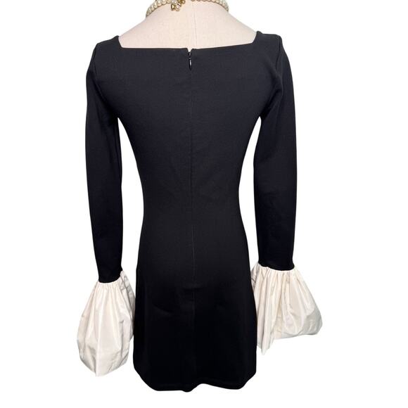 Staud Hawthorne Black & Ivory Ponte Cocktail Mini Dress bell sleeve size XS - Picture 11 of 15